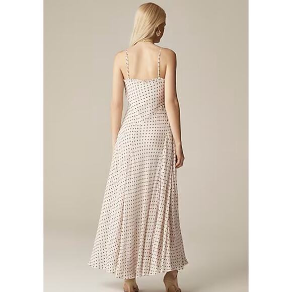 J Crew Collection Maxi Slip Dress 00 NWT Chiffon Dot White Black CI875 J.Crew - Picture 2 of 5